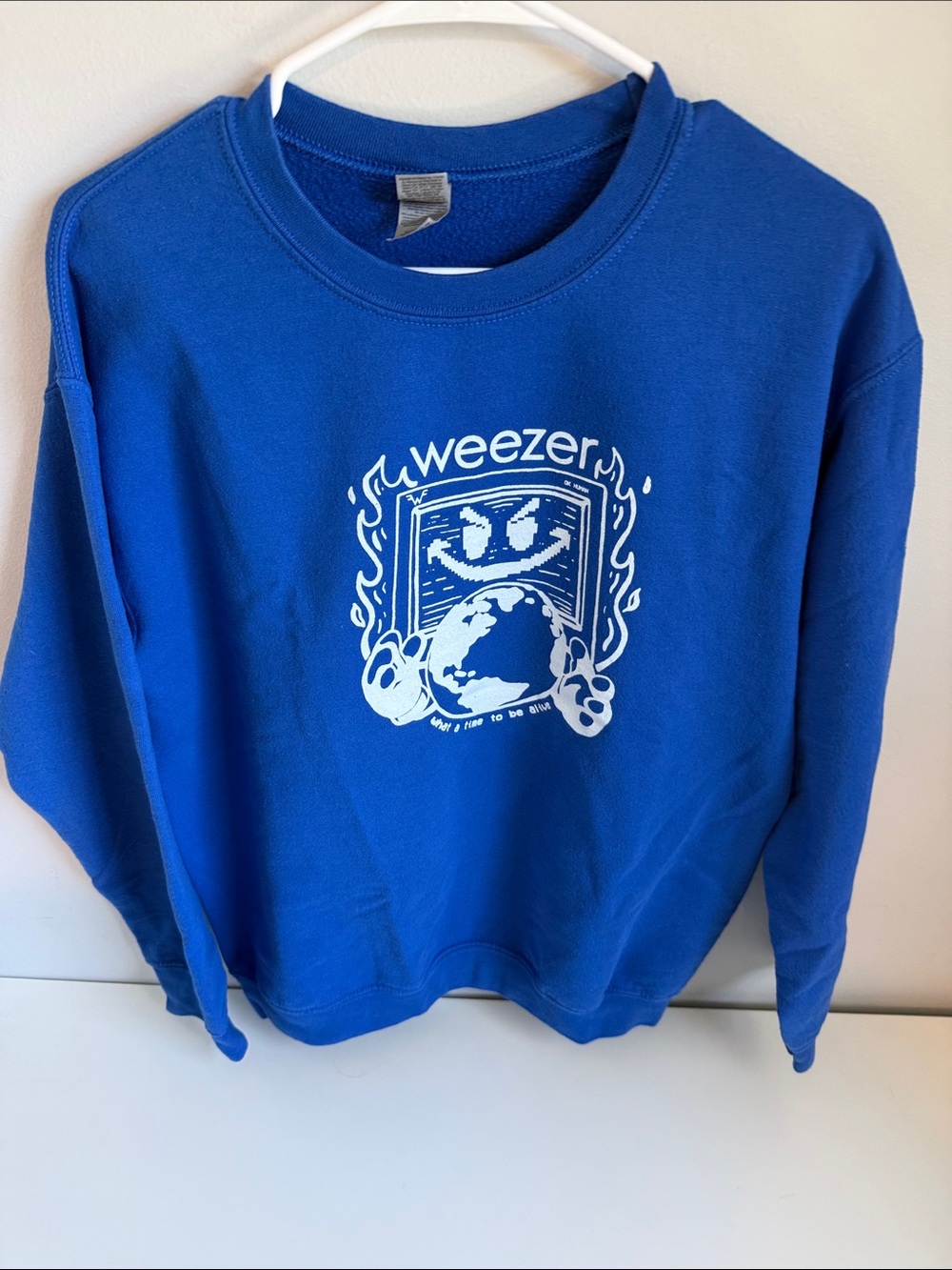 Weezer 2021 Tour Blue Graphic Crewneck Sweatshirt